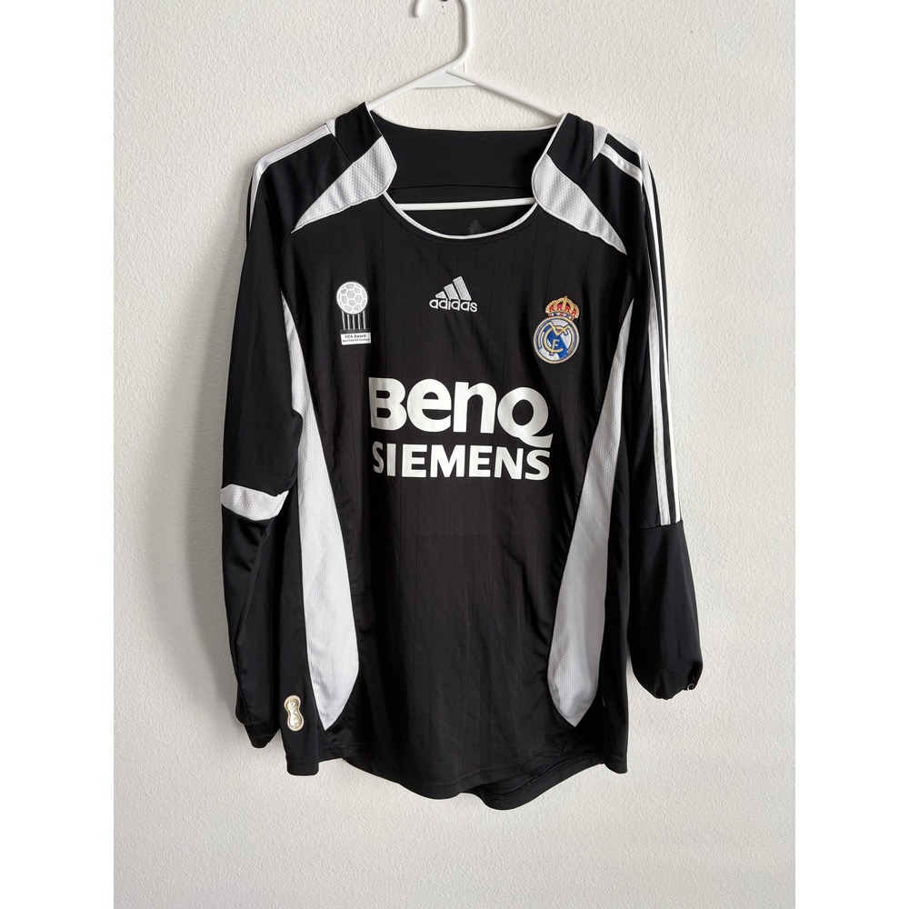 Adidas Real Madrid 2006-2007 Away Jersey BenQ Siemens Long Sleeve Black Mens M